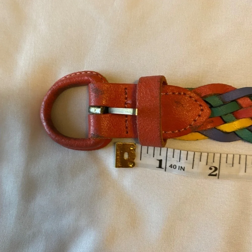 Vintage Rainbow Leather Braided Belt- ML‎